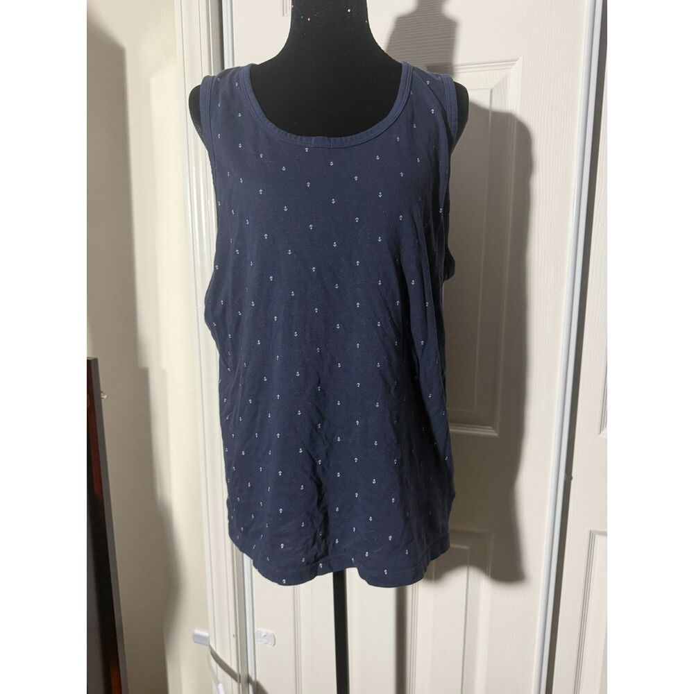 #241 - Women's Medium Soft Wash Navy Blue Anchor Tank Top Old Navy